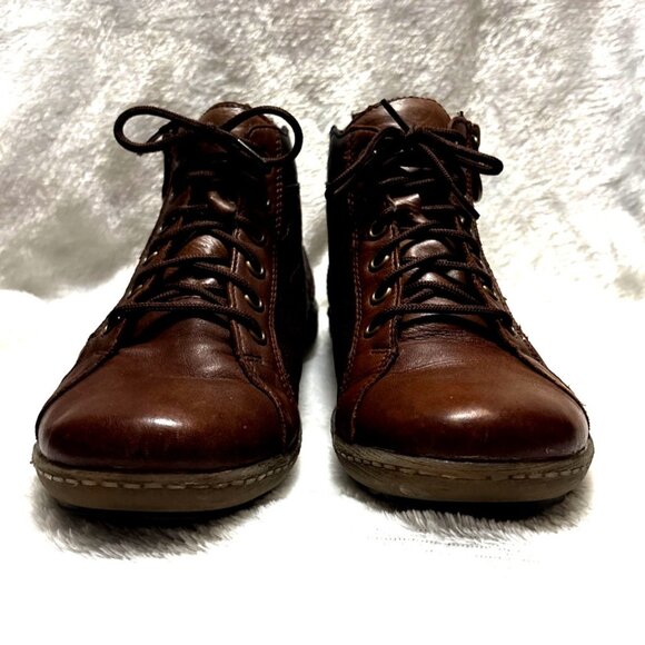 Remote Tex size 6.5 Christallino 68 Leather patchwork LaceUp Zip Chestnut - Picture 3 of 6